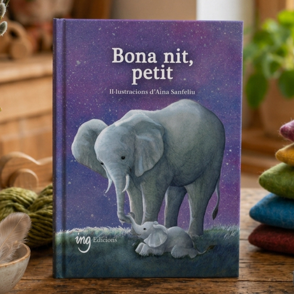 Portada del conte Bona nit, petit, il·lustrada per Aina Sanfeliu.